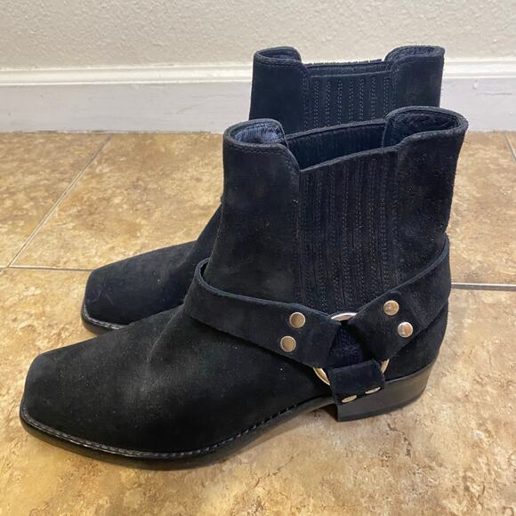 RE/DONE Black Suede Short Cavalry Harness Boots Size 41 Western 90s Grunge - Picture 7 of 9